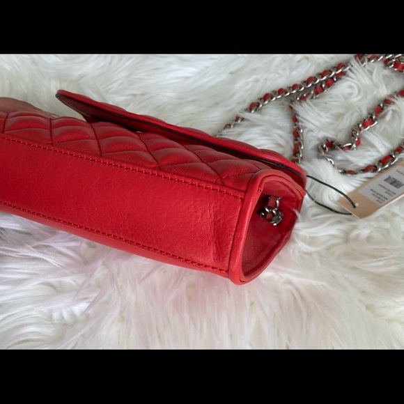 Rebecca Minkoff Small Affair Quilted Chain Crossbody Fire Engine Red - Picture 6 of 8